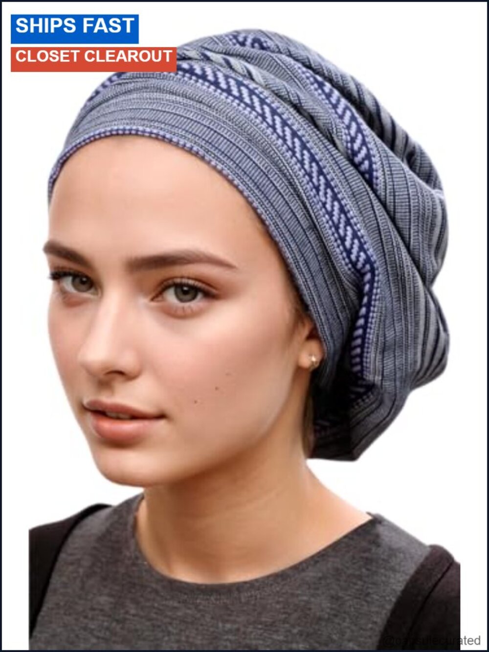 Adjustable Tichel Beret Women Modest Slouchy Beanie Snood Head Covering